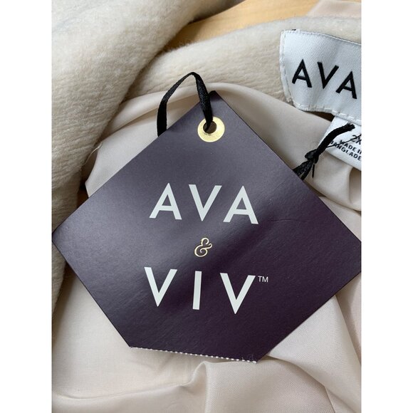 NWT Womens Ava & Viv Oatmeal Belted Trucker Shirt Coat 2X Plus Fleece RZ10405 - Picture 10 of 13